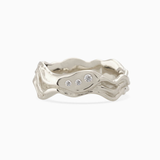 Sculpt Stone Band Ring | Silver