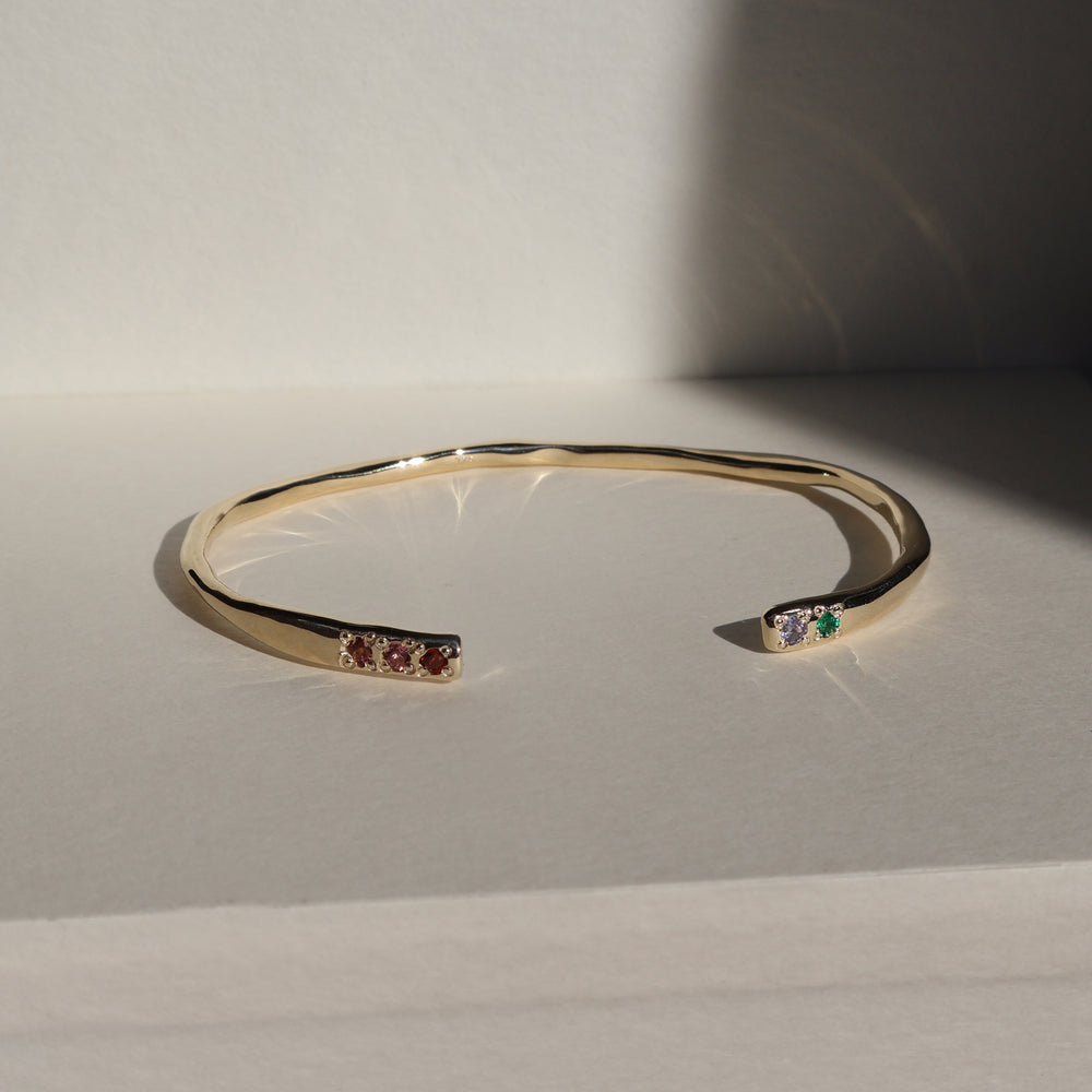 Collective Stone Cuff Bracelet | Solid Yellow Gold