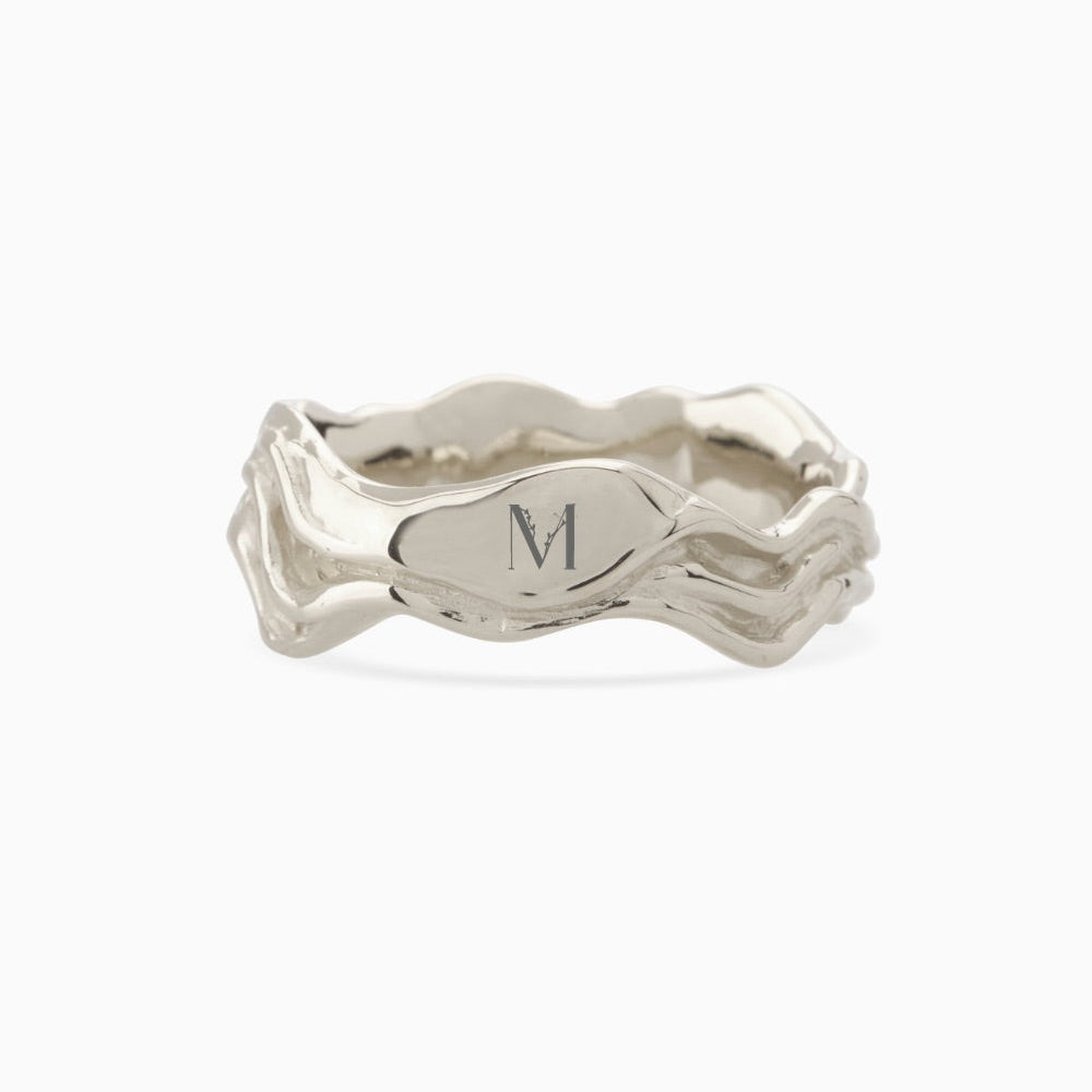 Engraved Sculpt Band Ring | Silver