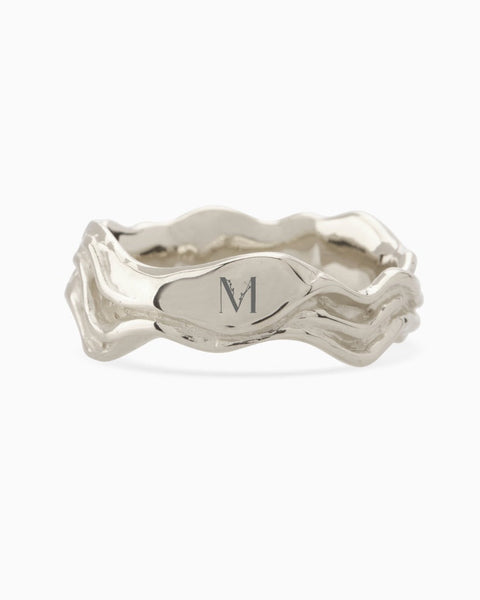 Engraved Sculpt Band Ring | Silver