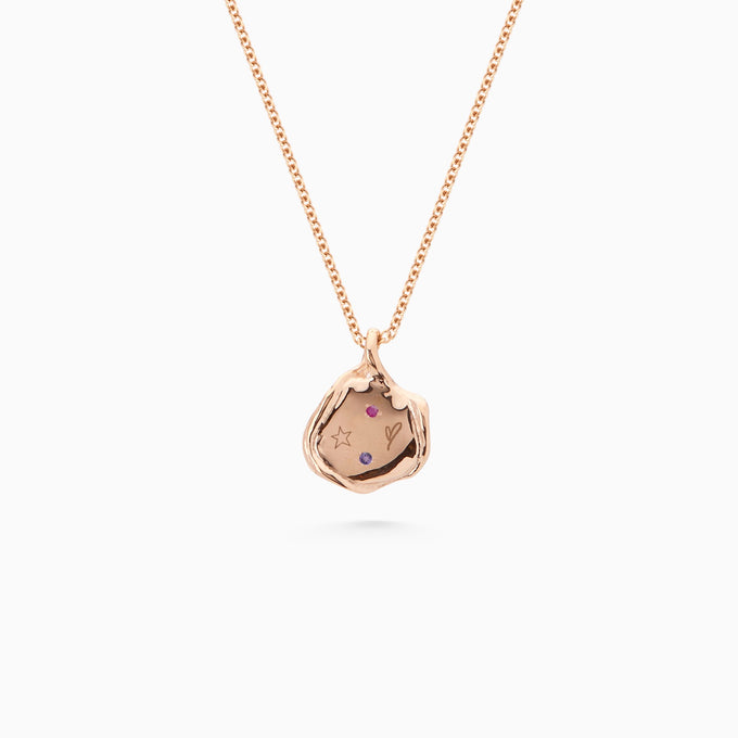 Mini Custom Wave Pendant (Stone & Engraving) | Rose Gold
