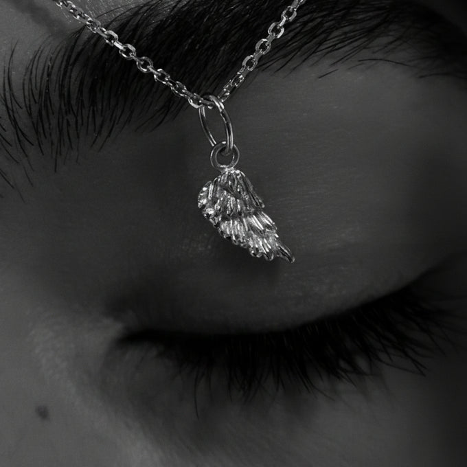 Angel Wing Charm | White Gold