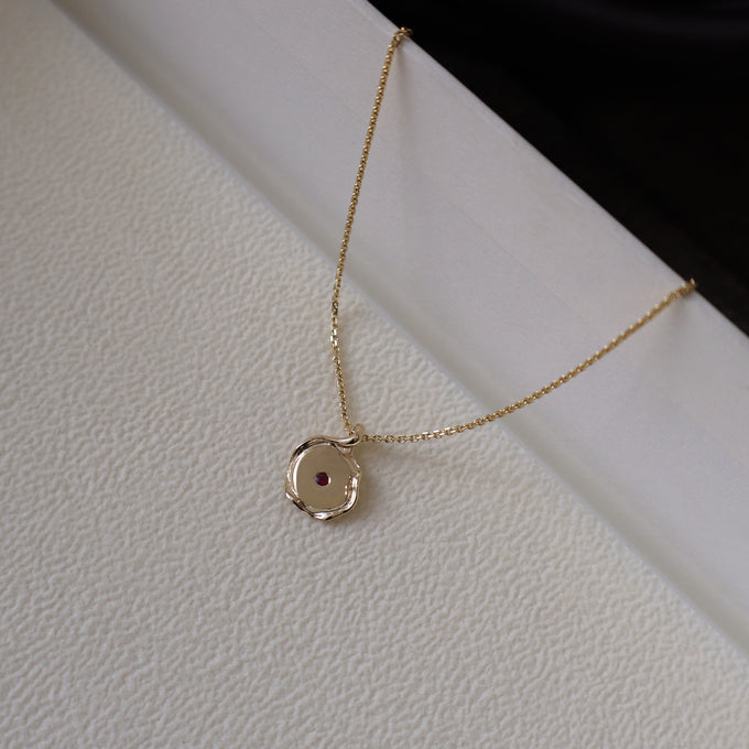 X-Mini Custom Wave Pendant (Stone & Engraving) | Yellow Gold