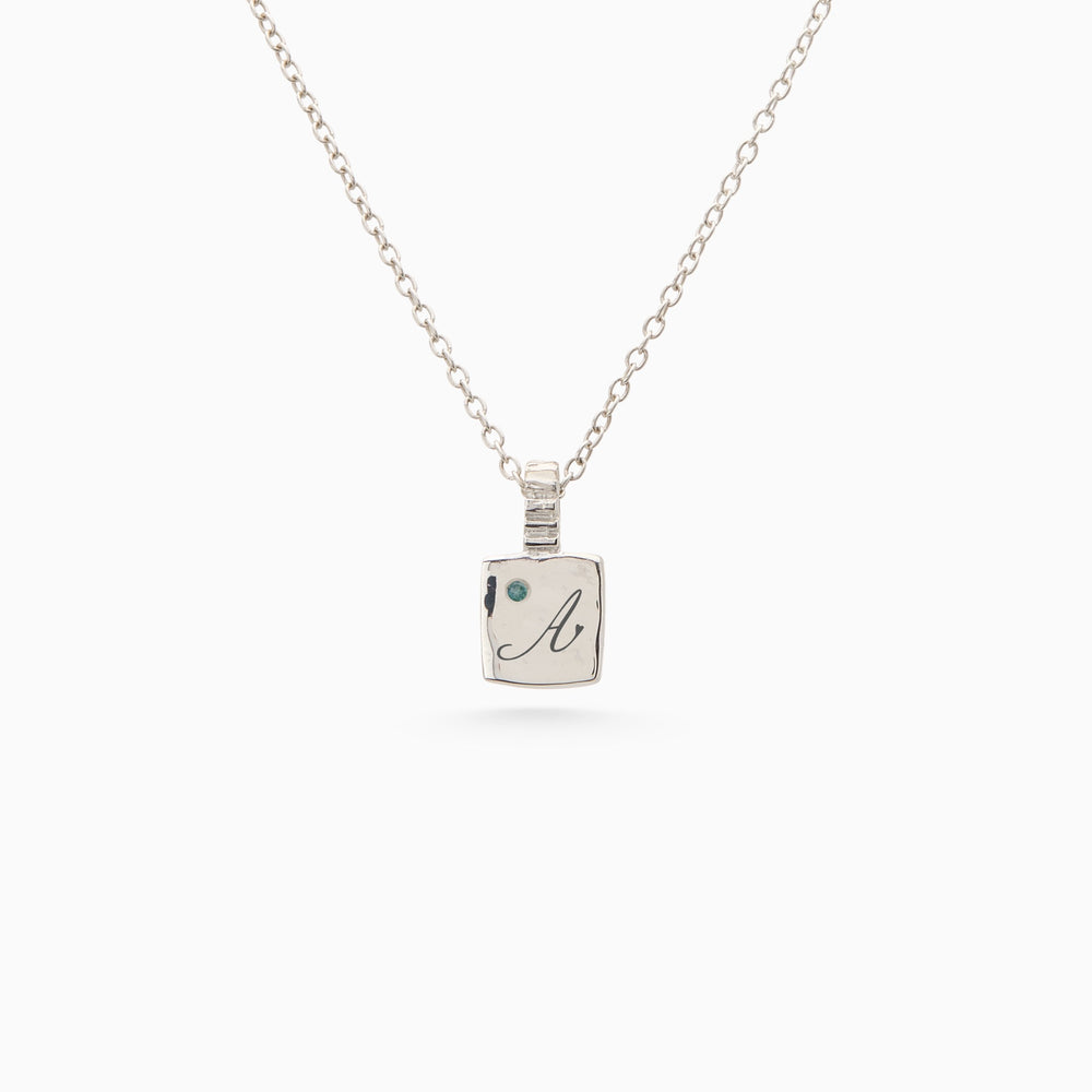 Mini Custom Slate Pendant (Stones & Engraving) | Silver