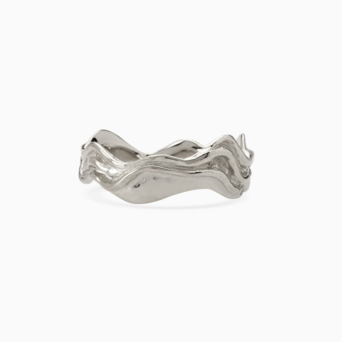 Sculpt Stone Band Ring | White Gold