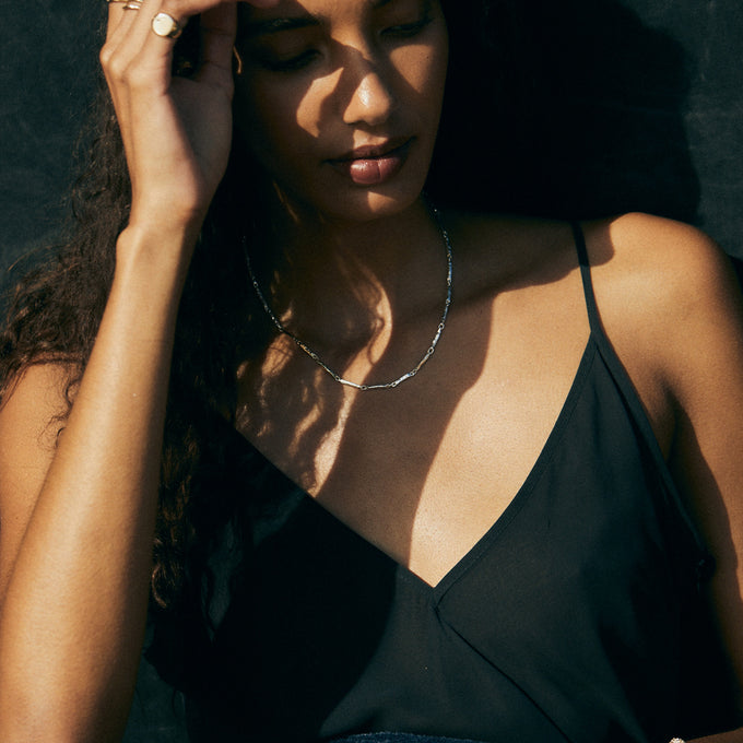 Classic Hammered Necklace | Mixed Metal