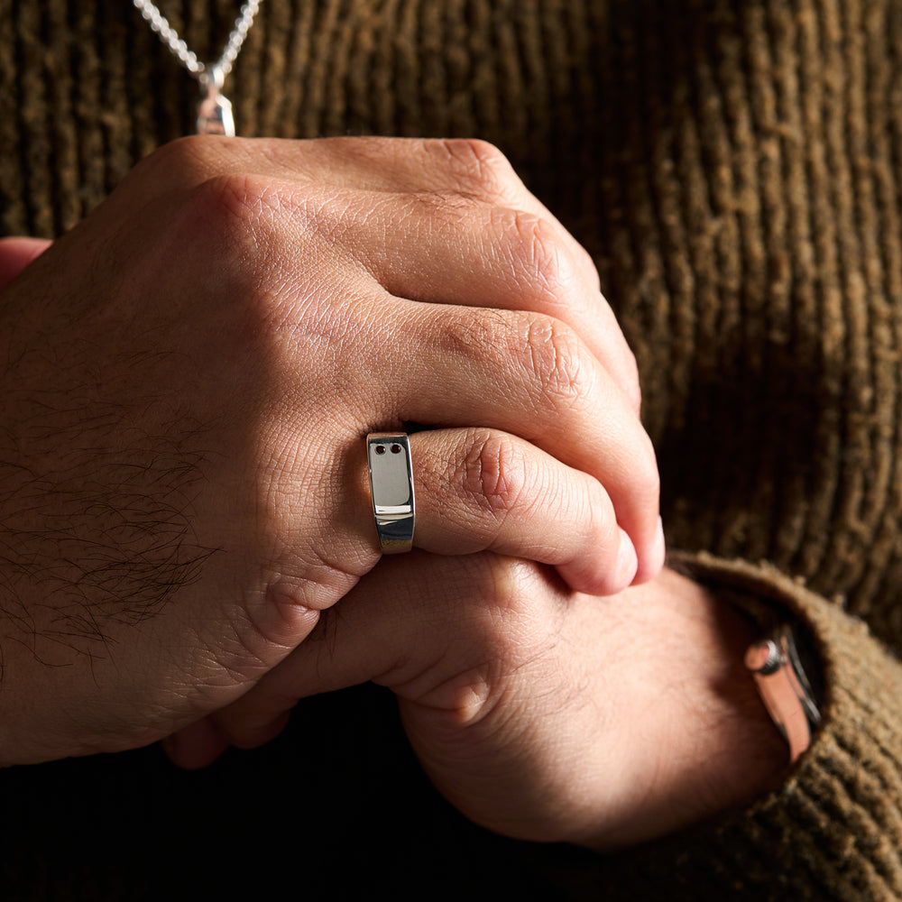 Rectangle Stone Signet Ring | Silver