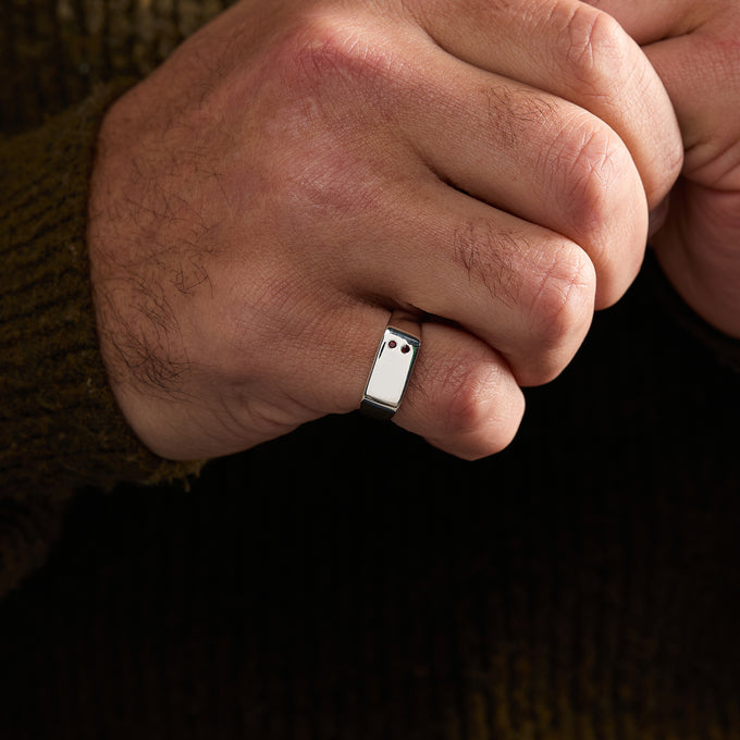 Rectangle Stone Signet Ring | Silver