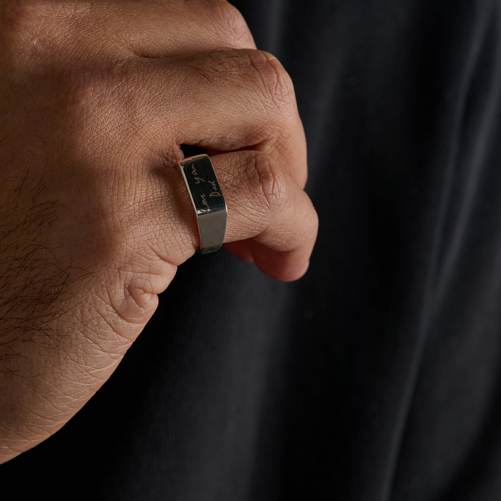 Signature Rectangle Signet Ring | Silver