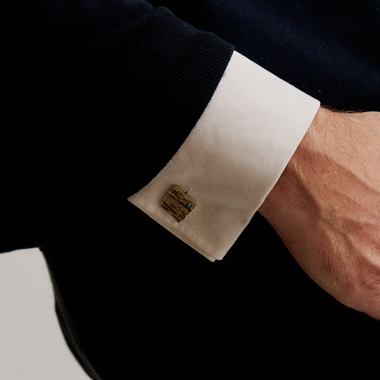 Veil Stone Cufflinks | Solid Yellow Gold