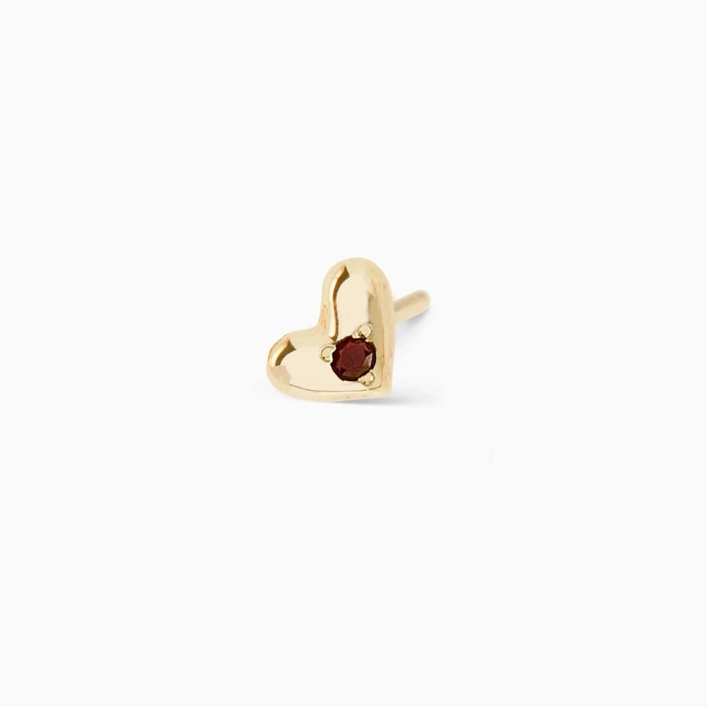 Mini Heart Stone Stud | Yellow Gold