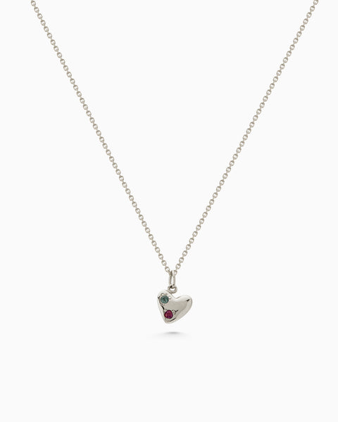 Heart Stone Pendant | White Gold