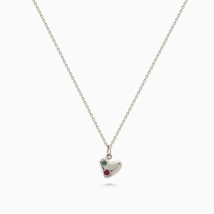 Heart Stone Pendant | White Gold