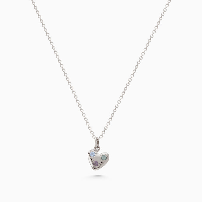 Heart Stone Pendant | White Gold