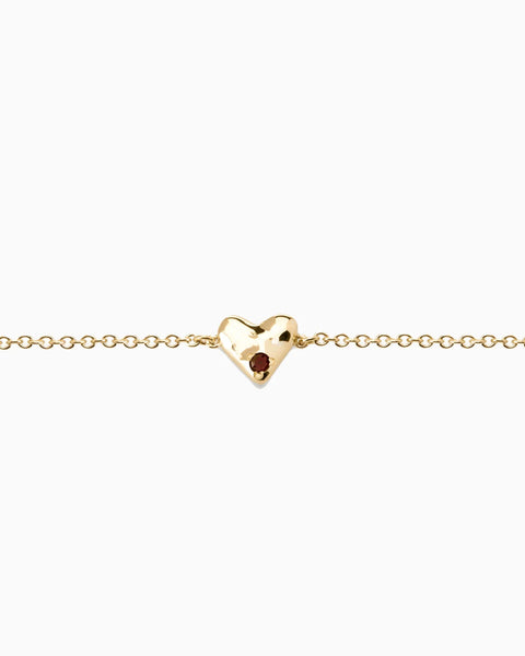 Organic Heart Stone Bracelet | Yellow Gold