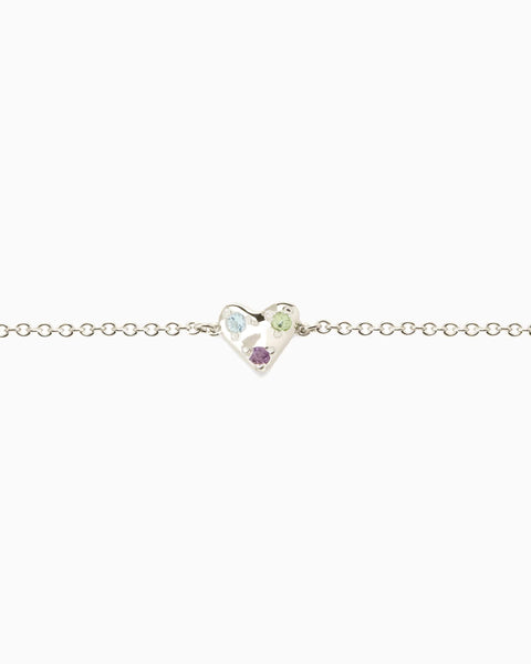Organic Heart Stone Bracelet | White Gold