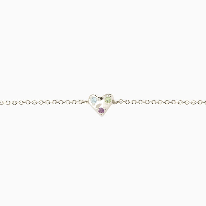 Organic Heart Stone Bracelet | White Gold