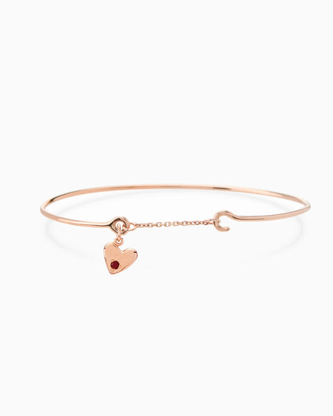 Heart Stone Pendant Weave Bracelet | Rose Gold