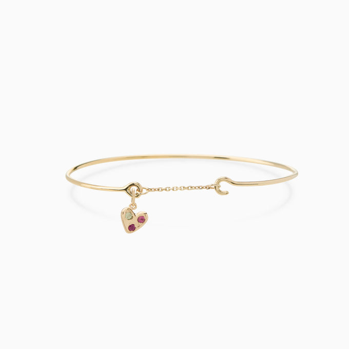 Heart Stone Pendant Weave Bracelet | Yellow Gold