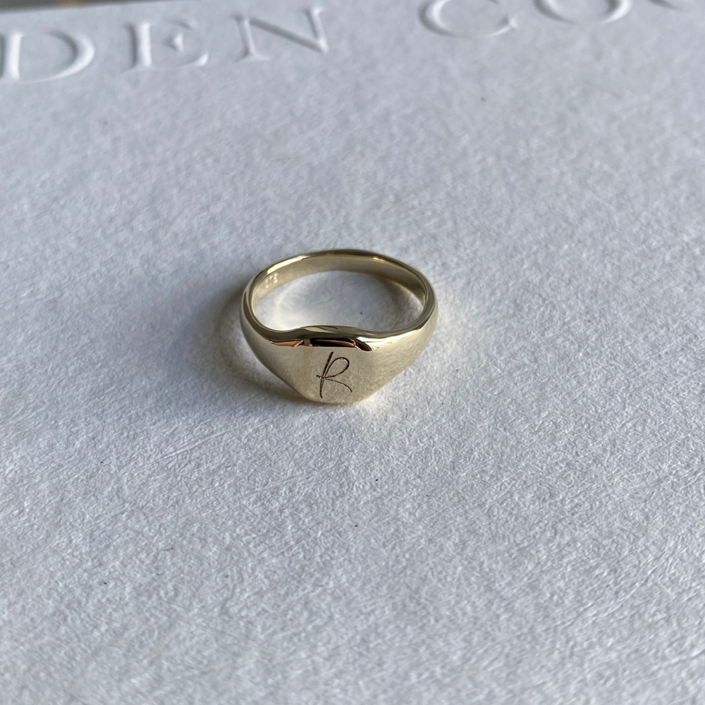 Signature Petite Square Signet Ring | Yellow Gold