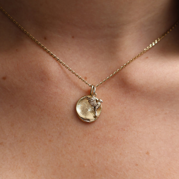 Birthstone Bluebird Pendant | Yellow Gold