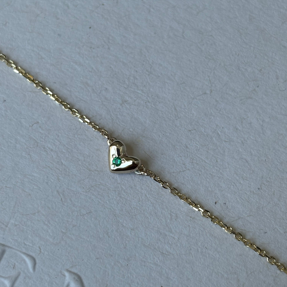 Mini Heart Stone Bracelet | Yellow Gold