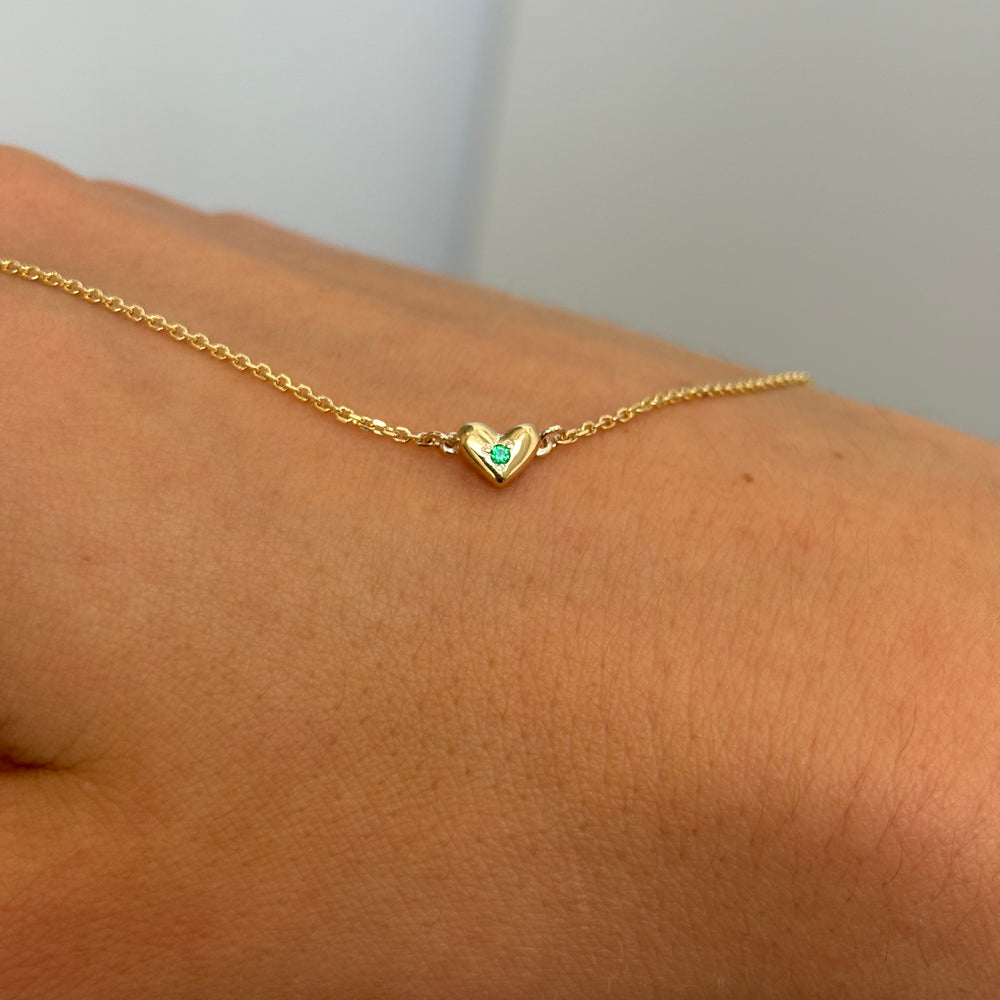 Mini Heart Stone Bracelet | Yellow Gold