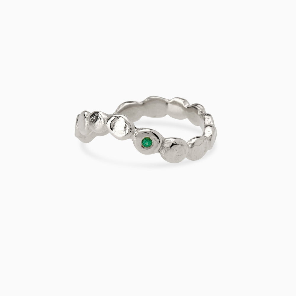 Pebble Stone Circuit Ring | Solid White Gold