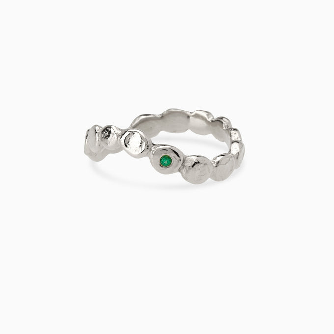 Pebble Stone Circuit Ring | Solid White Gold