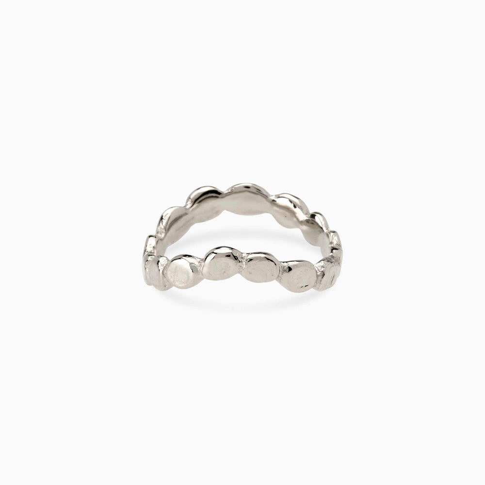 Pebble Stone Circuit Ring | Solid White Gold