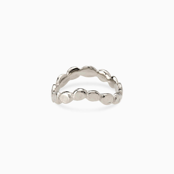 Pebble Stone Circuit Ring | Solid White Gold