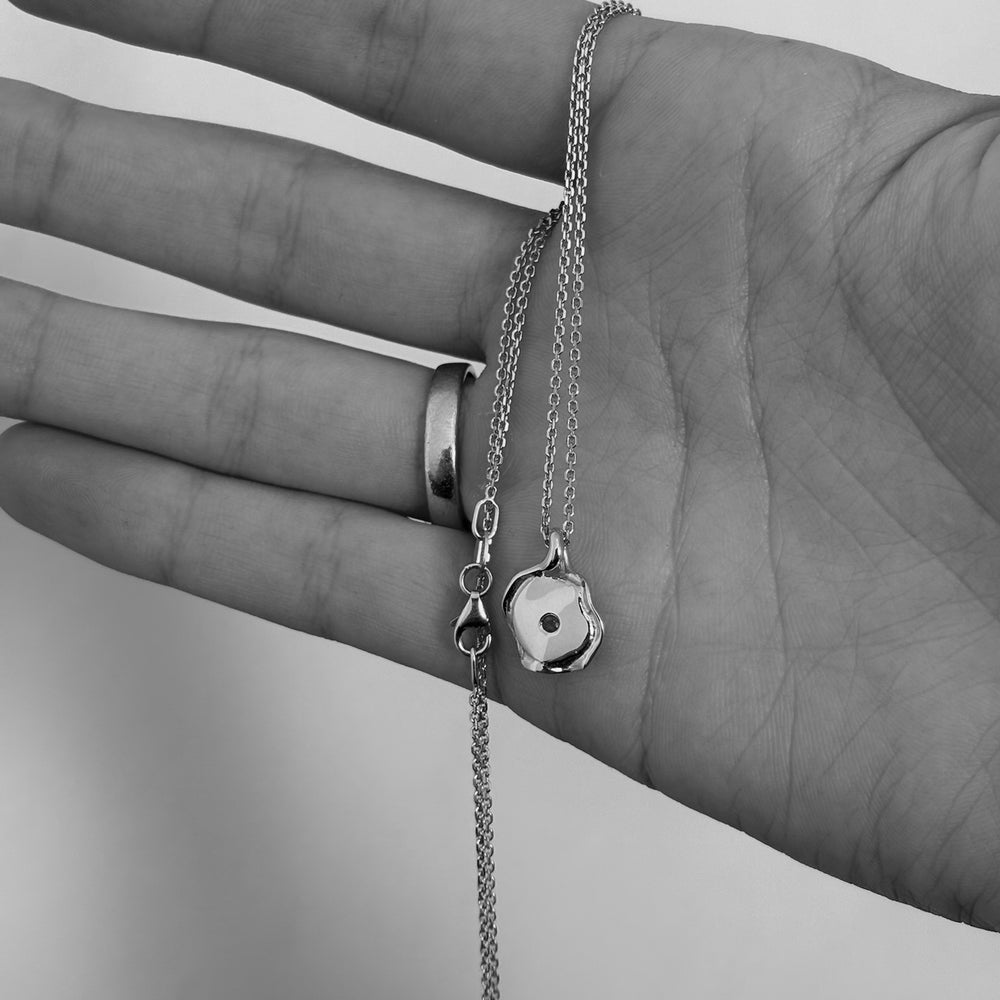 X-Mini Custom Wave Pendant (Stone & Engraving) | Rose Gold