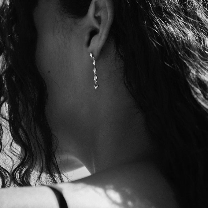 Ripple Stone Drop Earring | Silver