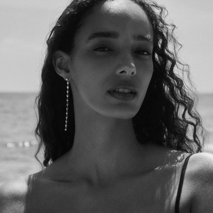 Ripple Long Drop Earring | Silver