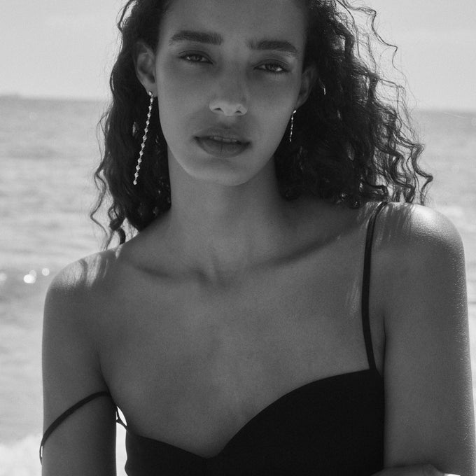 Ripple Long Drop Earring | Silver