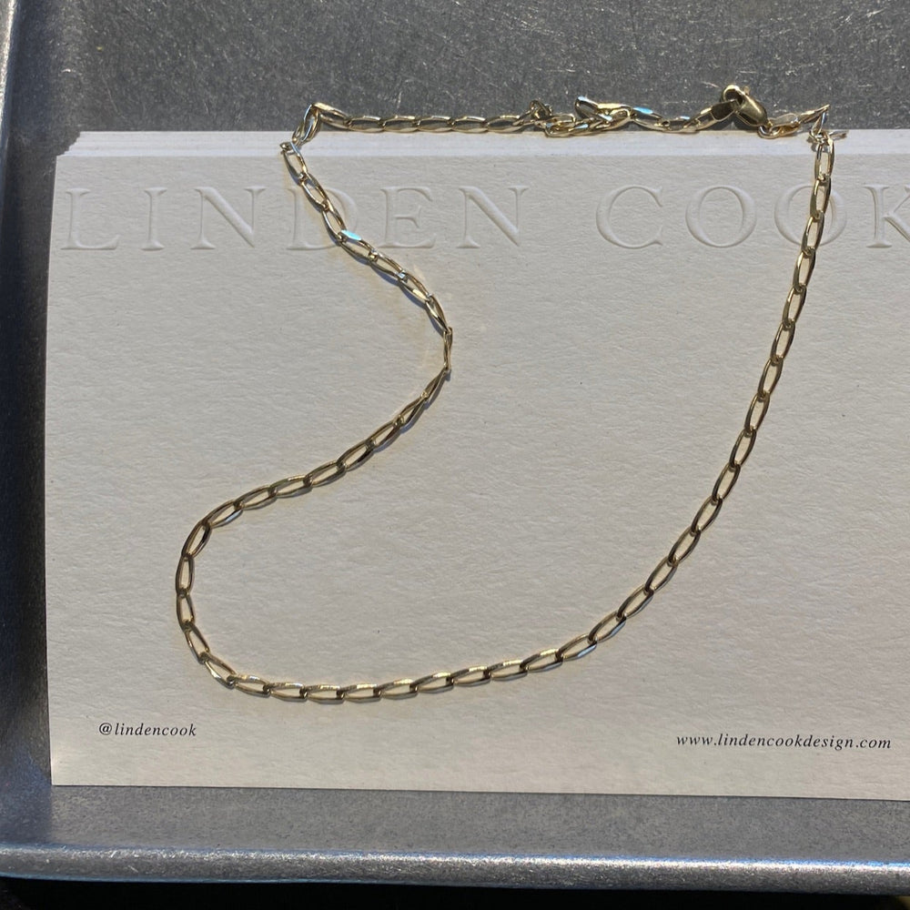 Fine Ribbon Link Necklace | Yellow Gold