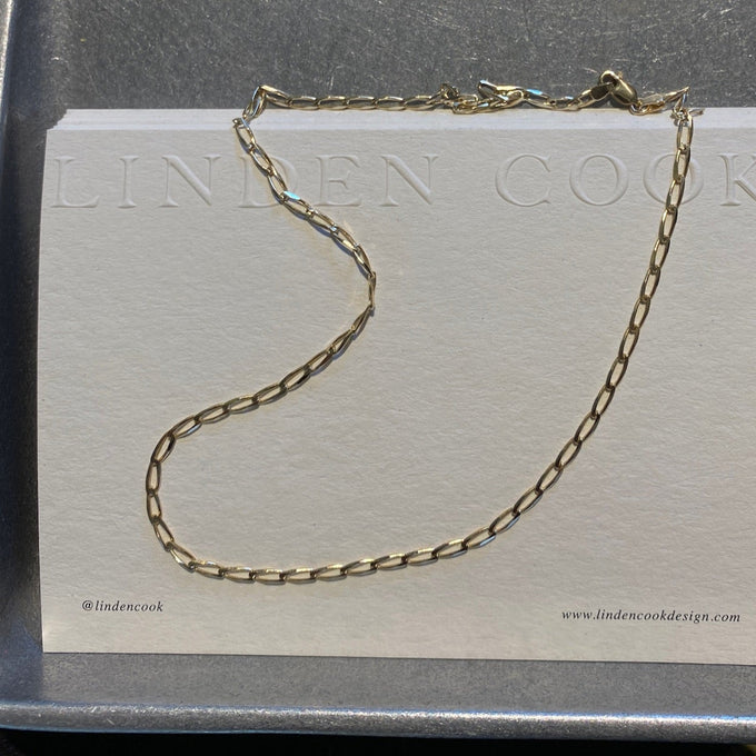 Fine Ribbon Link Necklace | Yellow Gold