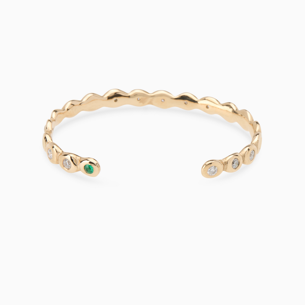 Pebble Stone Cuff  | Solid Yellow Gold