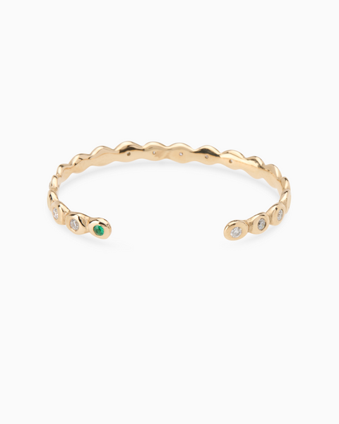 Pebble Stone Cuff  | Solid Yellow Gold
