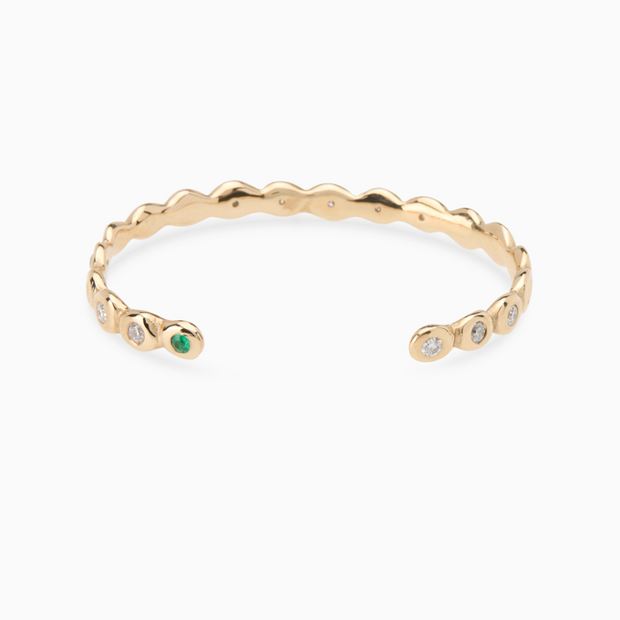 Pebble Stone Cuff  | Solid Yellow Gold