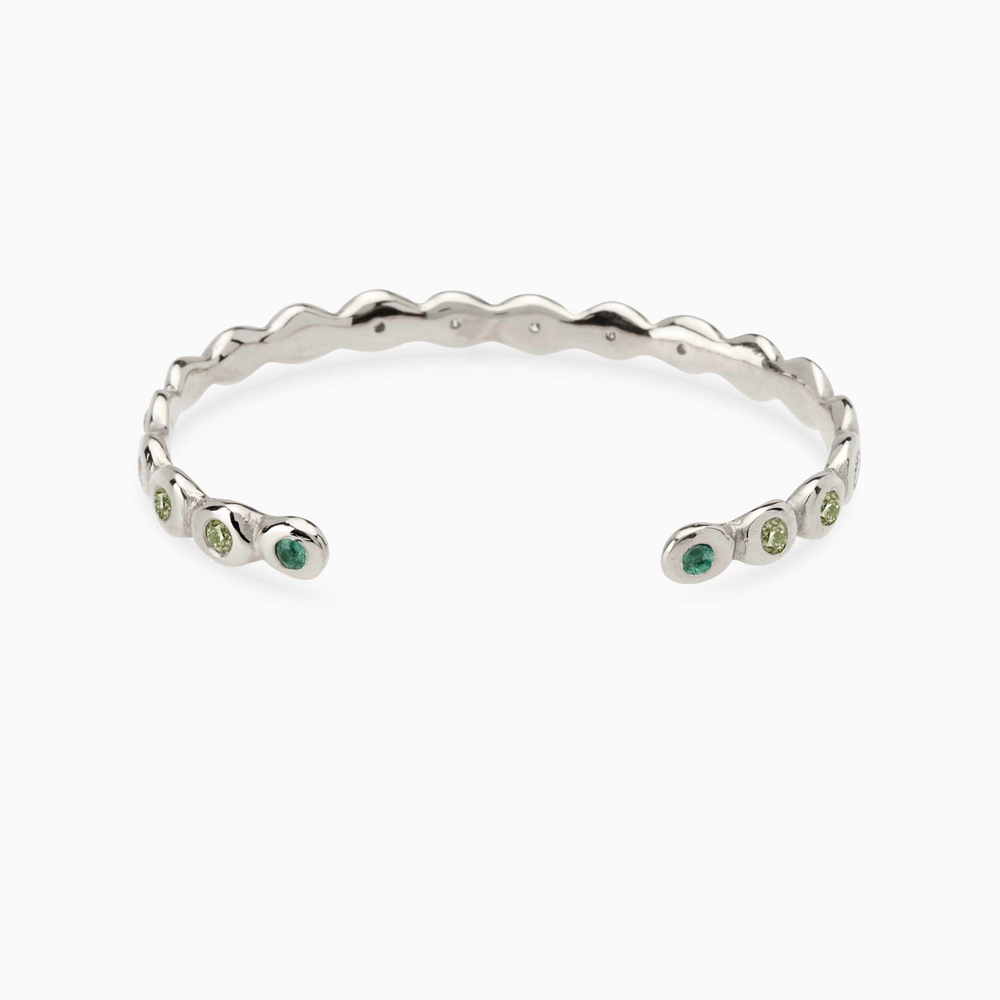 Pebble Stone Cuff  | Solid White Gold