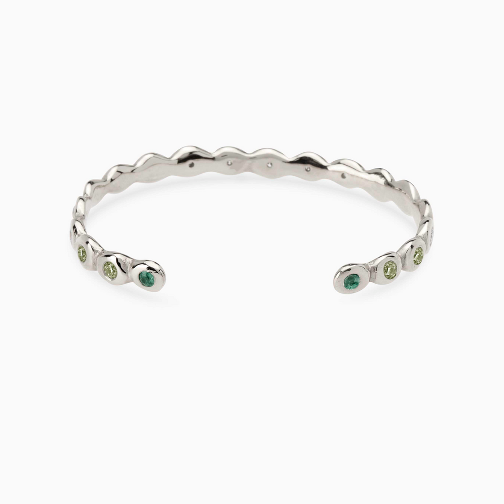 Pebble Stone Cuff  | Silver