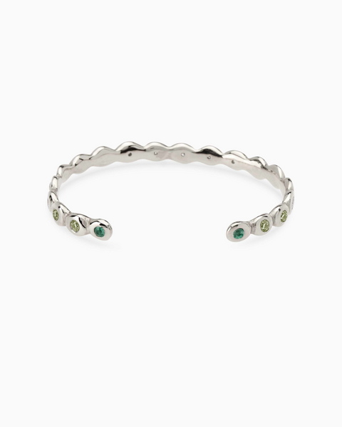 Pebble Stone Cuff  | Silver