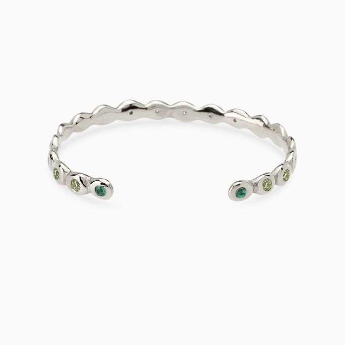 Pebble Stone Cuff  | Silver