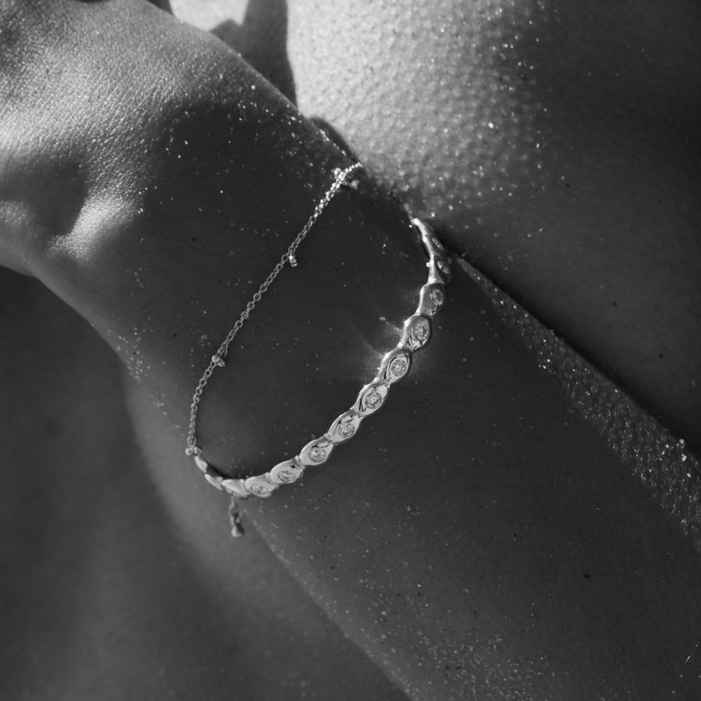 Pebble Diamond Cuff  | Solid White Gold