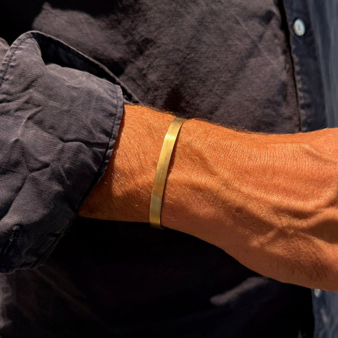Fine Brushed Cuff | Solid Yellow Gold