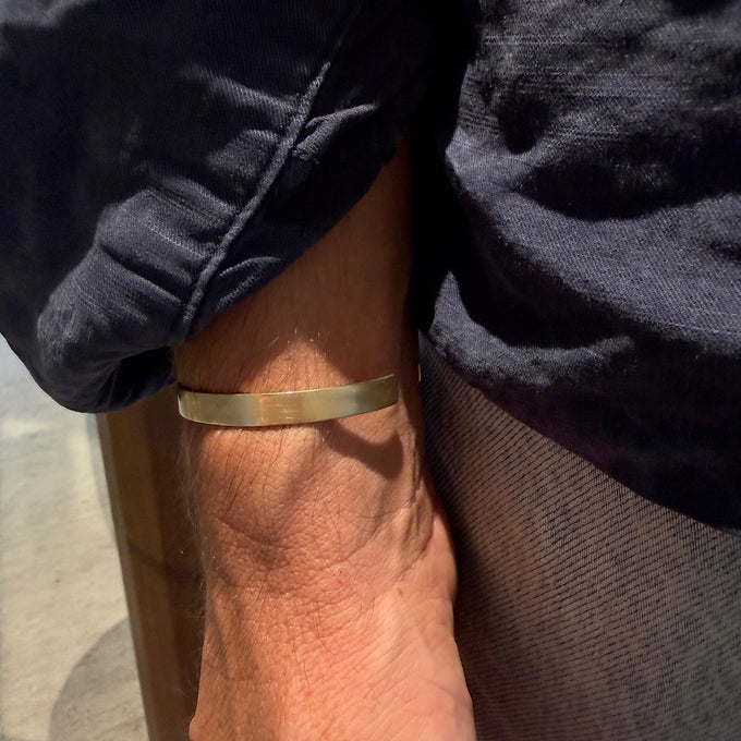 Fine Brushed Cuff | Solid Yellow Gold