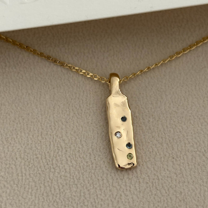 Organic Birthstone Tag Narrow | Yellow Gold