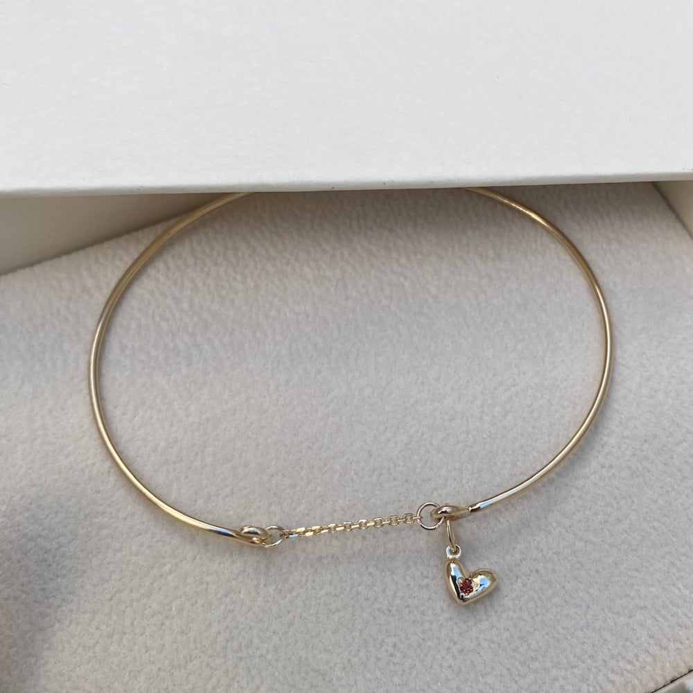 Mini Heart Stone Pendant Weave Bracelet | Yellow Gold
