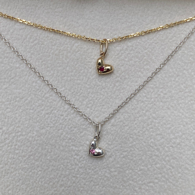 Mini Heart Birthstone Pendant | Silver